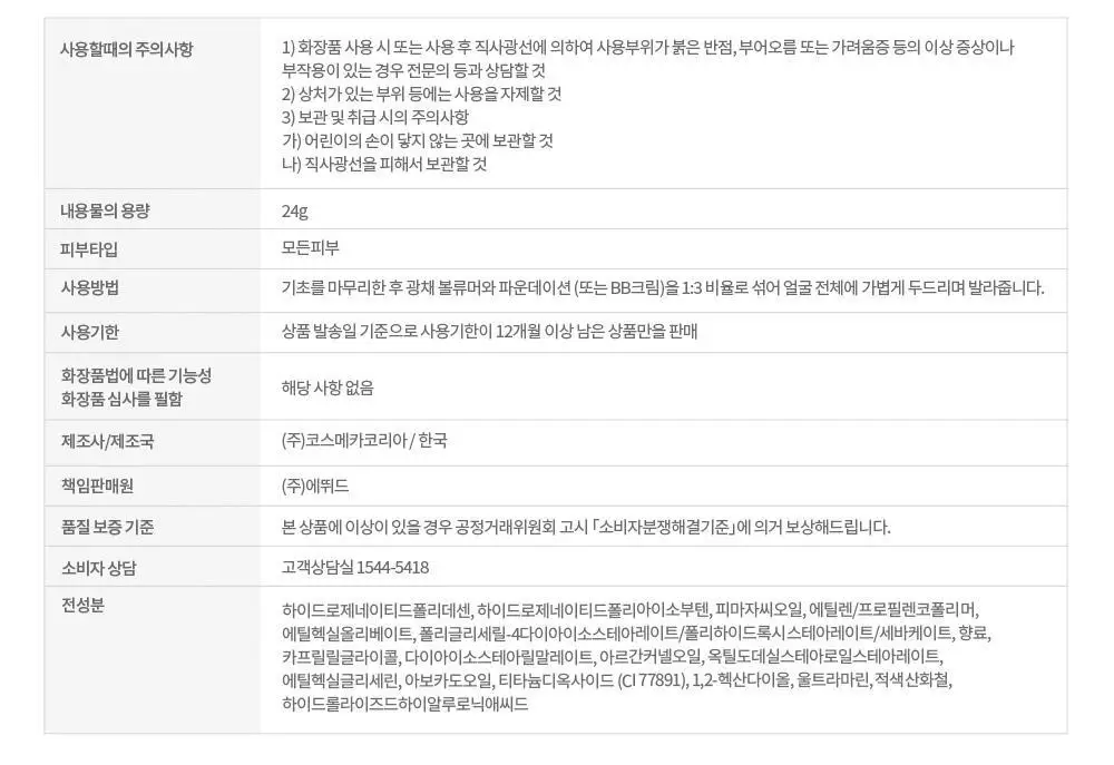 [SNS 대란템] 에뛰드 님프 광채 볼류머 투명한 물광채 24g 상세페이지 15